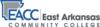 East Arkansas Community College's logo: east arkansas community college logo with blue and grey lettering