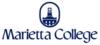 Marietta College's logo: marietta college logo with clock tower and building silhouette in blue