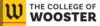 The College of Wooster's logo: the college of wooster text with a stylized 'w' on a yellow background