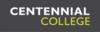 Centennial College's logo: centennial college logo with white and green text on dark background