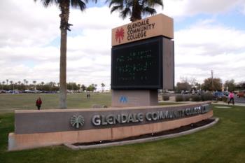 glendale community college sign with green digital display