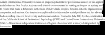 text excerpt about the university's focus