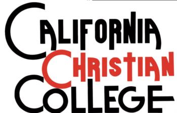 red and black logo of california christian college
