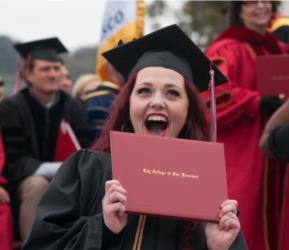 City College of San Francisco graduate with diploma