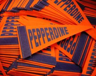 stack of 'pepperdine' foam fingers