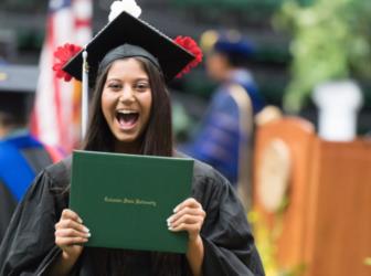Colorado State University student with diploma