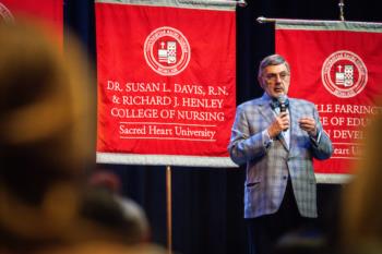 SHU President speaks at Open House