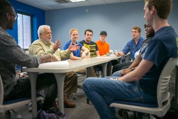 class discussion with attentive students