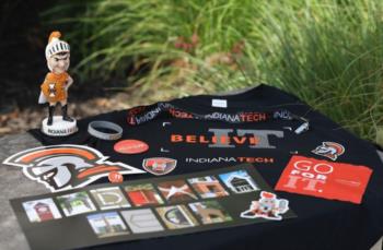 merchandise with 'indiana tech' text and logos