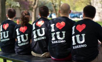 students in 'i heart iu kokomo' shirts sitting