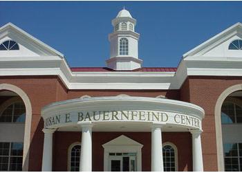 front view of the Bauernfeind Center with clock tower