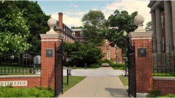brick entrance with the name 'X College'