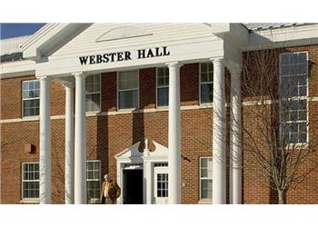 entrance of 'webster hall' with columns