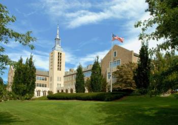 historic campus building with tower