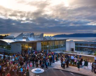 Clatsop Community College campus building and students