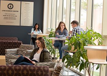 students studying in the lyn science center