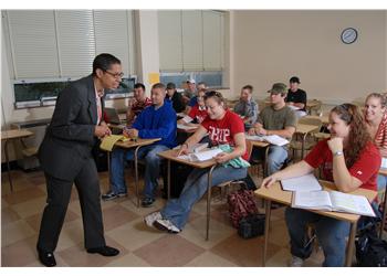 professor teaching in a classroom