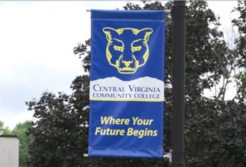 Central Virginia Community College flag on a lamppost