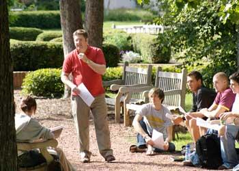 outdoor class session with students and teacher