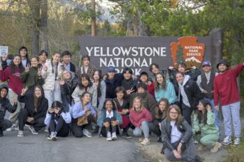Northwest College students on a day trip to Yellowstone National Park