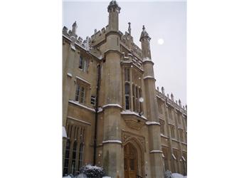 historical building covered in snow