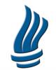 Logo: stylized blue torch logo
